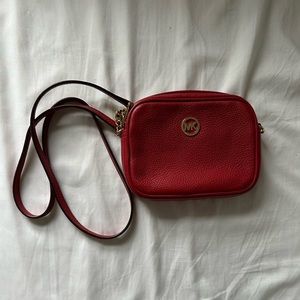 Red Michael Kors Crossbody with Gold Hardware